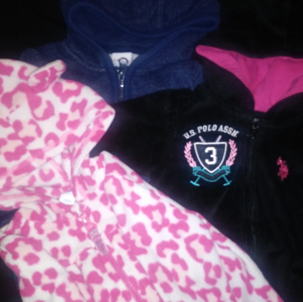 Baby girl set of 3 hooded shirts size 12 months